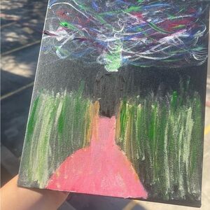 Abstract Green and Pink Canvas Art